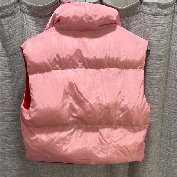 Hey Samy Pink and Red Women's Reversible Cabin-core Size Small Puffer Vest - Picture 2 of 8